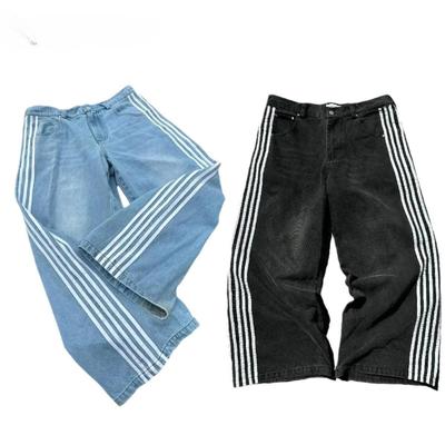 ZYLLO Y2K Baggy Džinsi Augstas Kvalitātes Izšūti Svītraini Harajuku Sporta Bikses Vīriešiem Sievietēm Hip Hop Ielu Mode Ikdienas Plata Kāja Džinsa Bikses