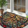 1Pcs Colorful Tree Semi Circle Welcome Doormat Non-Slip for Outdoor Patio Porch Kitchen Bathroom Entryway Floor Mat