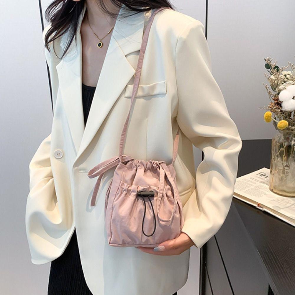 Purse Drawstring Canvas Bag Crossbody Bag Mobile Phone Bag Sweet Nylon Shoulder Bag  Girls