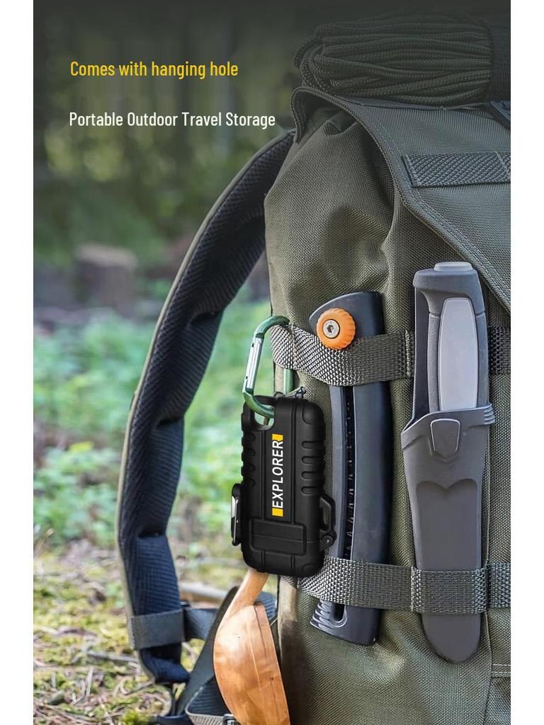 Outdoor Camping Waterproof Windproof Type-C Rechargeable Lanyard Lighter F37