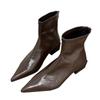 Fashion Women Pointed Ankle Boots Mid Heels Pointed Leather Sexy Chelsea Boots Trend Design Winter New Pumps Designer Short Botas Mujer