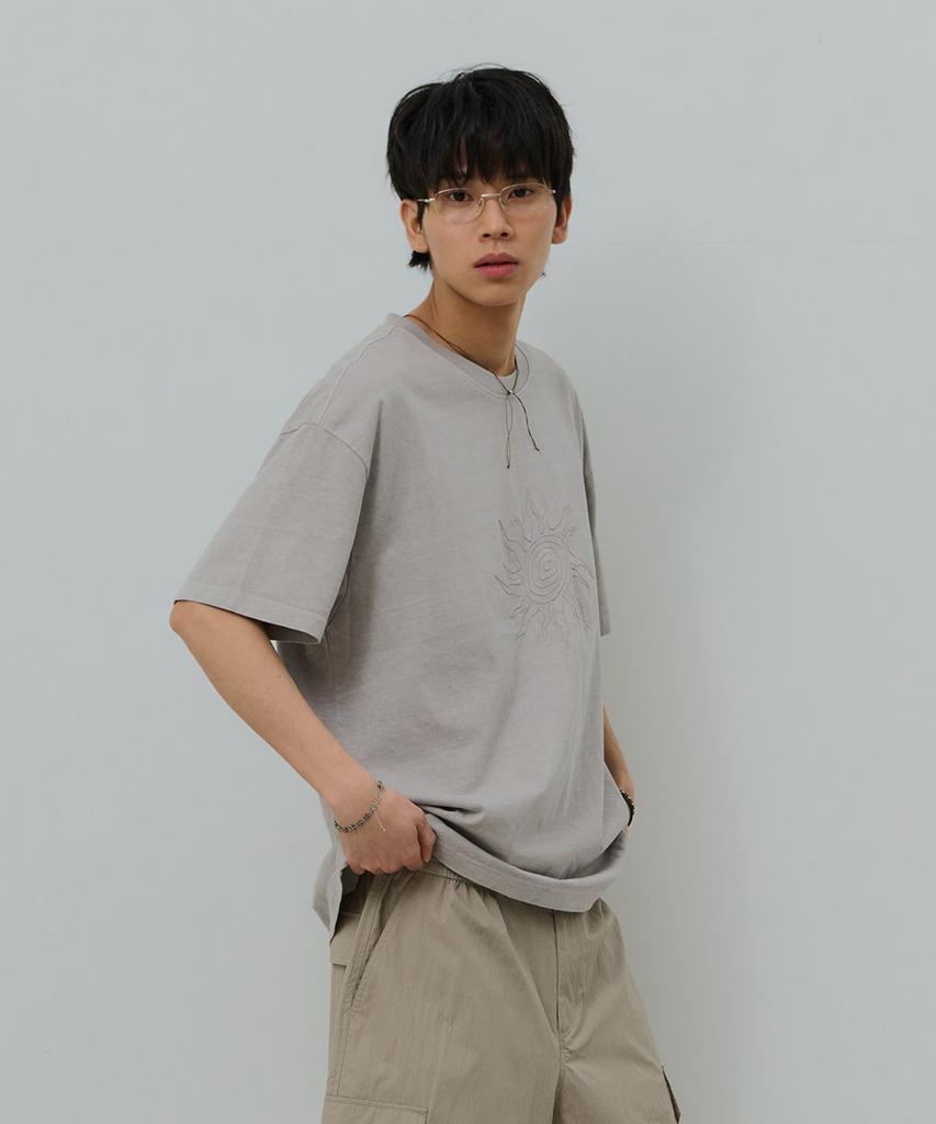 Desiledeu Front Graphic Pigment Short Sleeve T-Shirt-Fbsk5810D0E