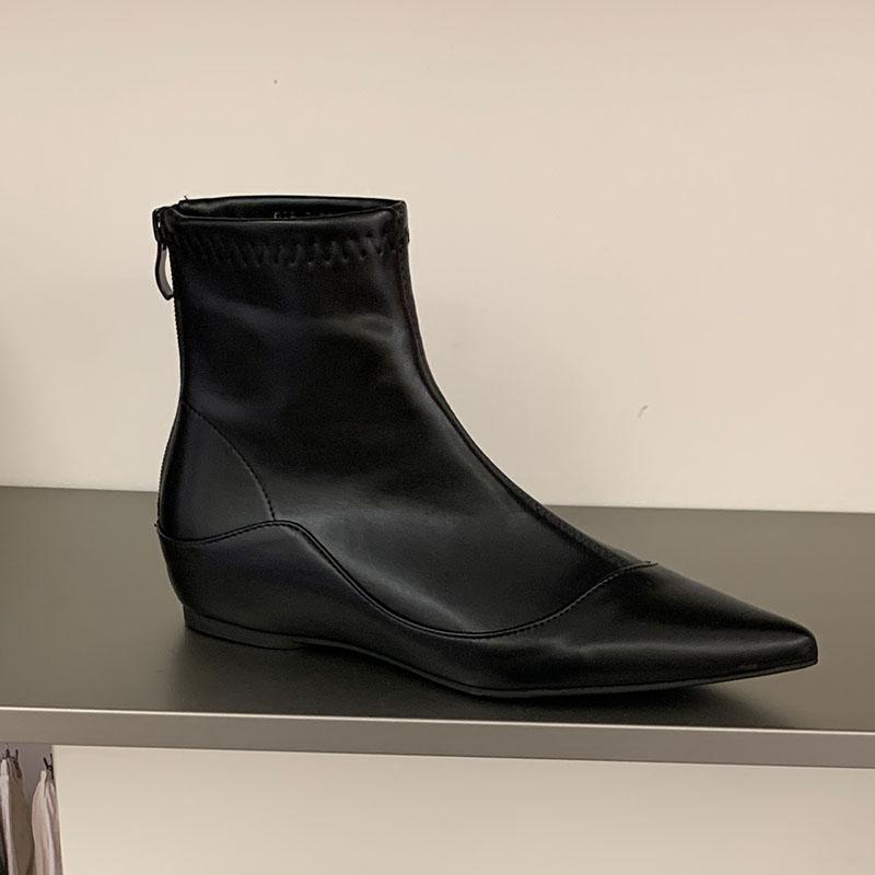 

Модная обувь с увеличением роста Женские балетки Ботильоны Женская мода Заостренный носок Современные женские короткие эластичные ботинки Обувь леди 35 чёрный