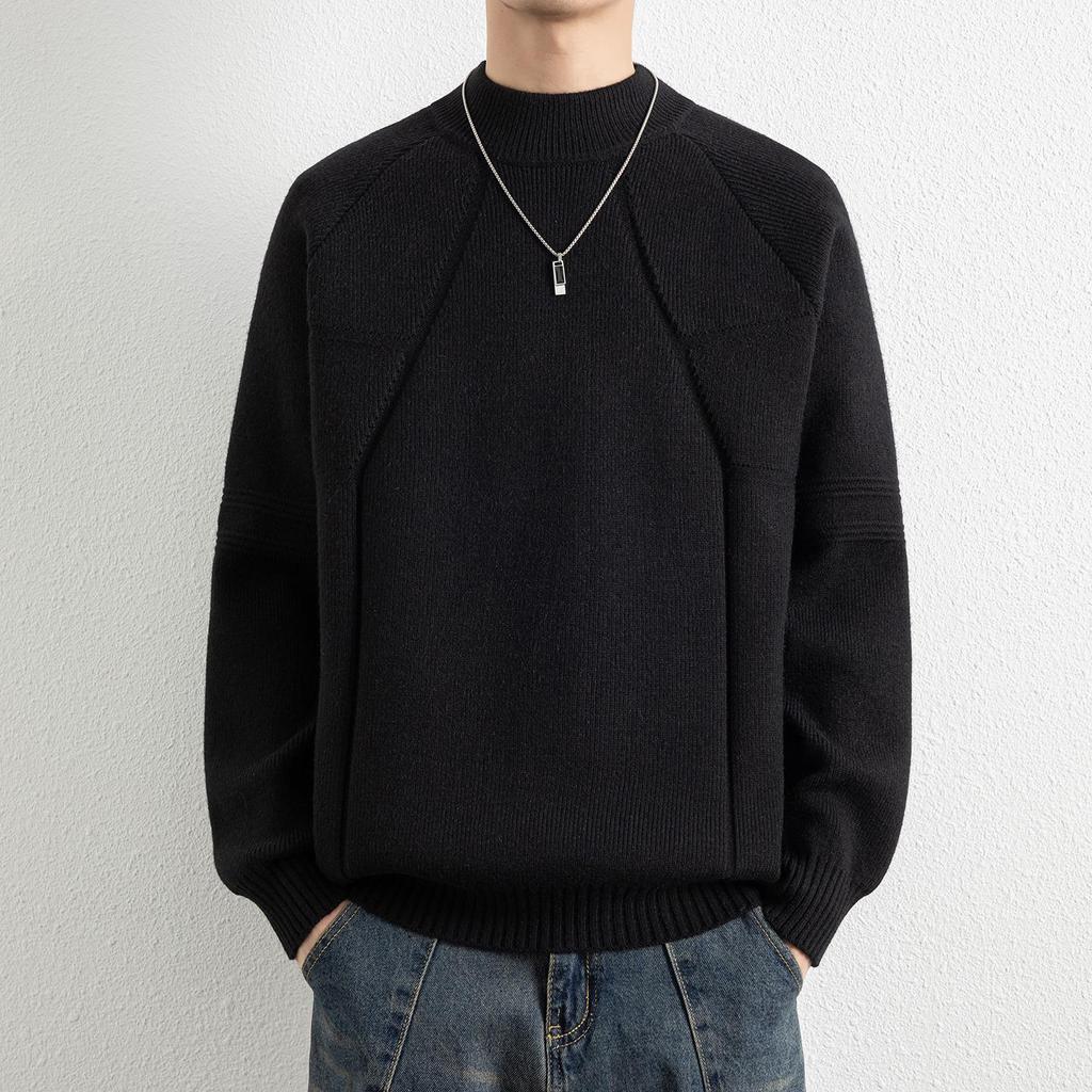 Men's High-Neck Autumn/Winter Knit Sweater - Plus Velvet Warm Base Layer