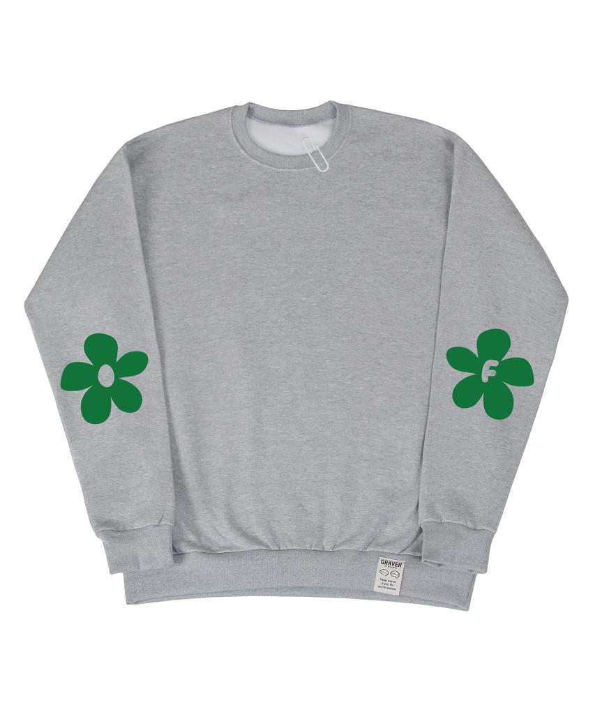 GRAVER [Unisex] Elbow Of Drawing Flower Sweatshirt_Gray
