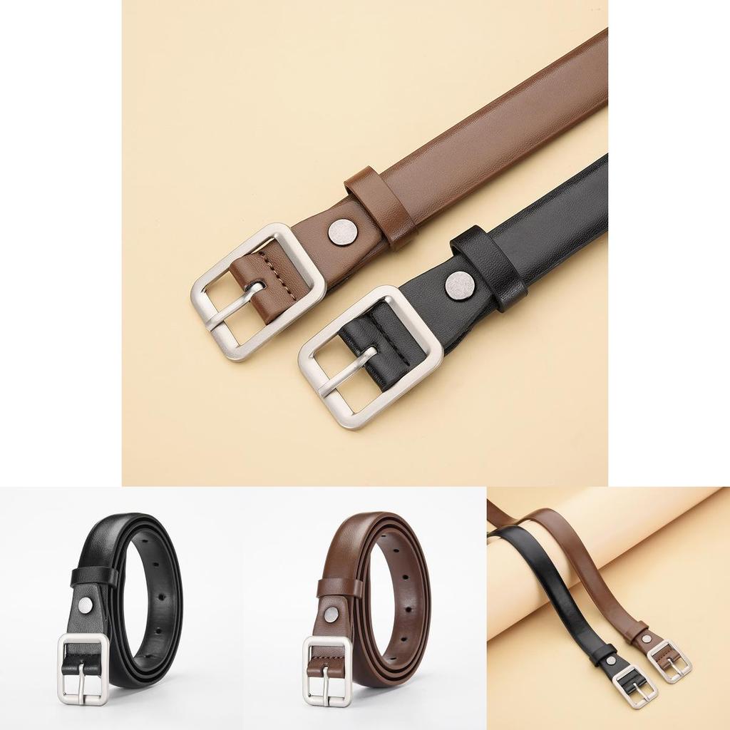 Womens Pu Leather Belt With Square Alloy Buckle For Casual And Office Wear