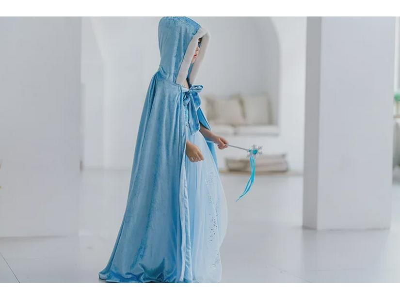 2025 Spring & Autumn Children's Multicolor Hooded Cloak - Plush Velvet Warm Kids' Christmas Cape