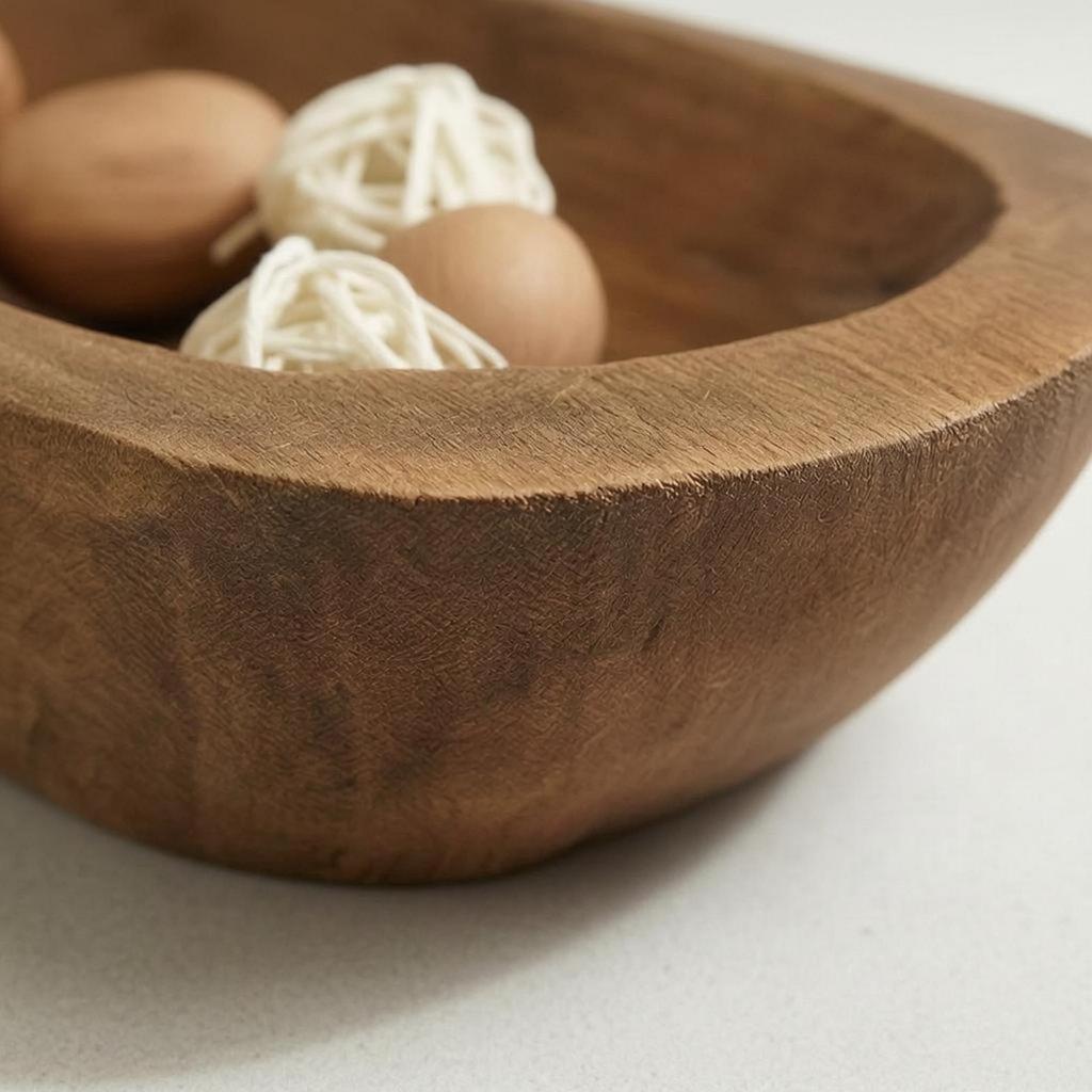 BoatShaped Tray HandPolished Wooden Raised Sides Serving Platter