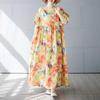Women's Simple and Fashionable Long Skirt Summer Short Sleeved Round Neck Printed Dress