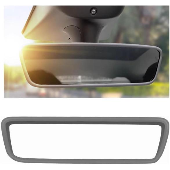 2PCS Car Rear View Mirror Protector Trim Frames, Silicone Screen Edge Frame Cover for Tesla Model 3 2017-2023 and Model Y Interior Decorations Center