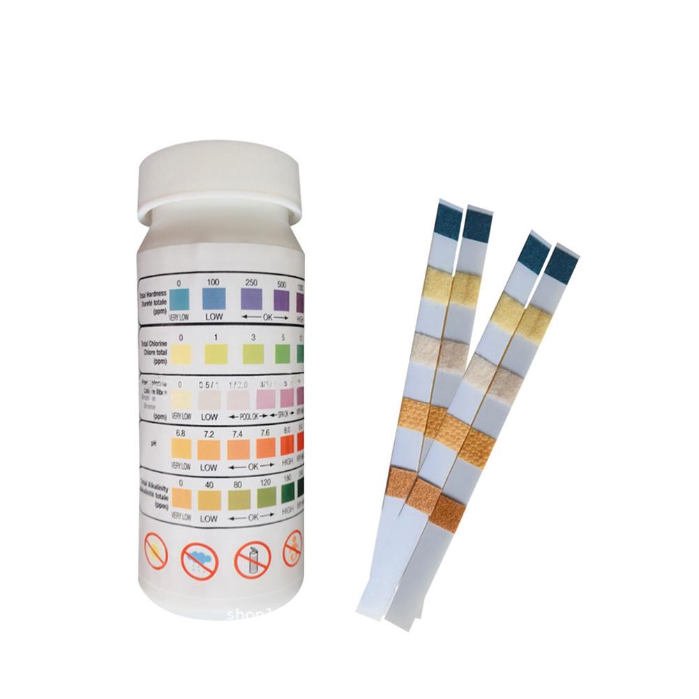 50 PCS Swimming Pool 5 In Water Quality Test Strips Multifunctional Swimming Pool Testing Strip Kit for Residual