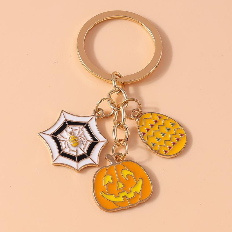 New Enamel Halloween Pumpkin Keychain Bat Ghost Key Rings Pendants for Car Key Holder Handbag Decor DIY Handmade Jewelry Gifts