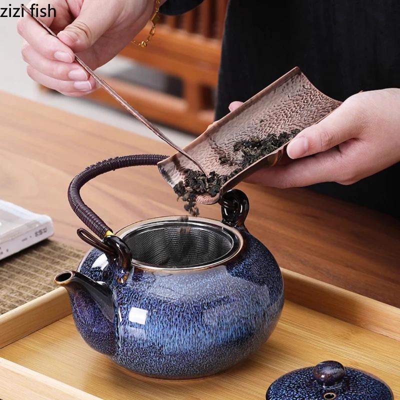 Large Capacity Ceramic Teapot Lifting Beam Pot Tea Kettle Filter Pot Tea Infuser Home Creative Brewing Utensils Single Pots