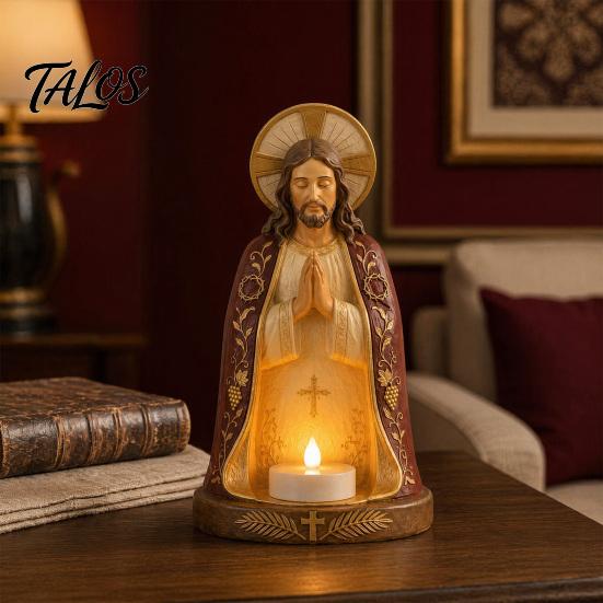 Talos Praying Figure Candlestick Decoration, Religious Candle Holder, Holder Ornaments for Home Office Living Room Table Decor