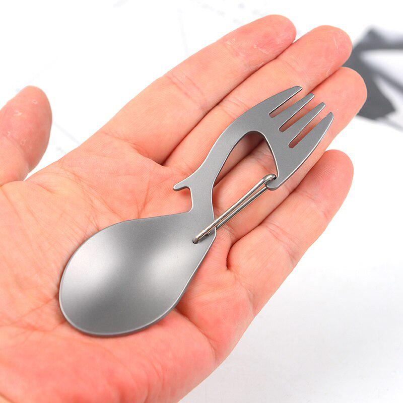 Stainless Steel Unibody Construction Spork Multi-Function Spoon Fork Carabiner Bottle Opener