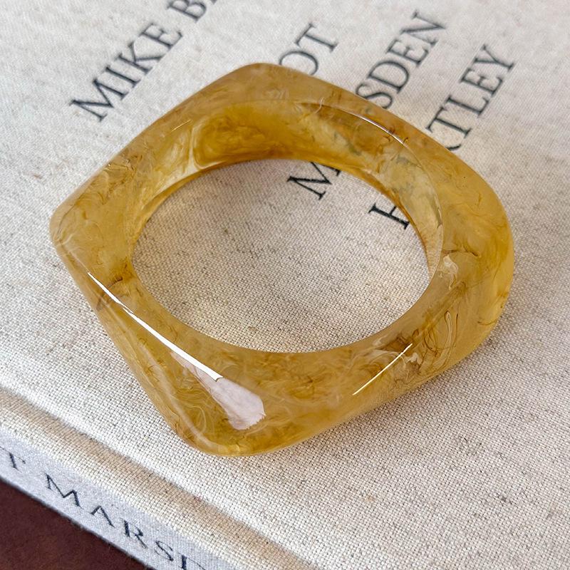 Pulsera Vintage de Acrílico Acetato de Borde Ancho Circular para Mujer