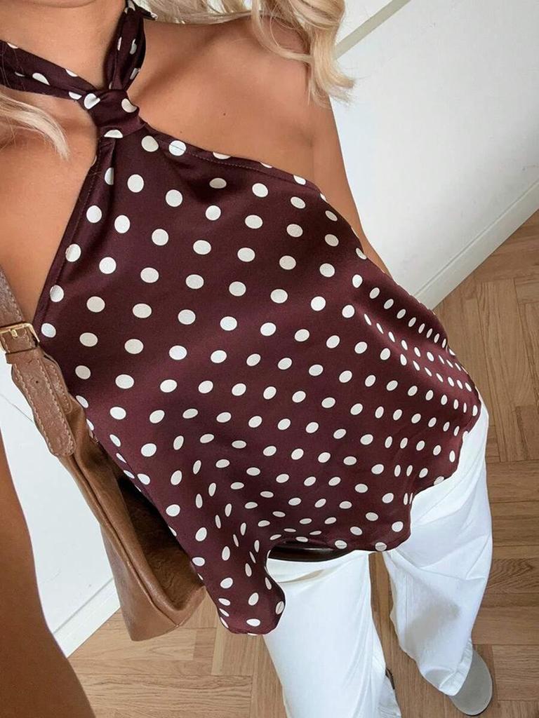 Women's 2026 Summer Polka Dot Halter Crop Top