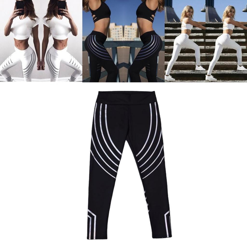 High Waist Women Leggings Reflective Strip Workout Trousers Yoga Pants Sport Fitness Sexy