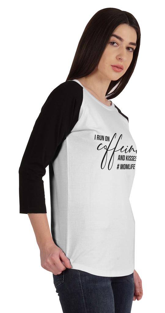 Inkmeso I Run On Caffeine And Kisses #Momlife T-shirt Graphic Top For Women