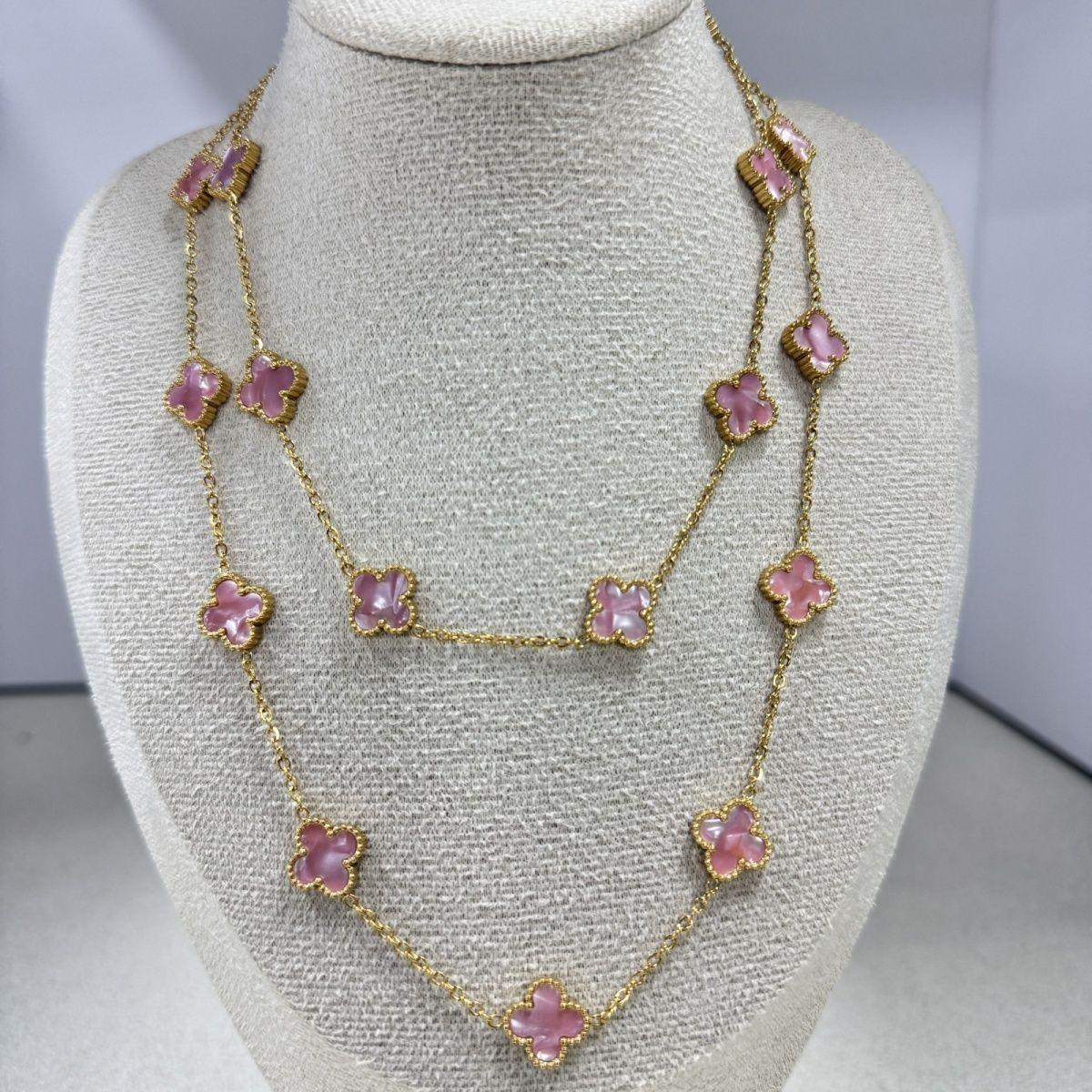 

New Arrival Titanium Steel Necklace Elegant Women s Sweater Chain Fashioncasuallong Four-leaf Clover Necklace