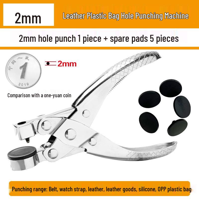 Leather Hole Punch Pliers for Watch Straps and Belts with Transparent Packaging Bag