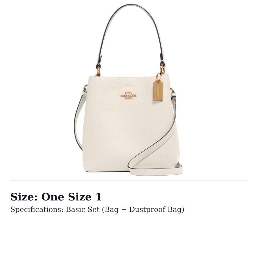 Coach Town Polished Pebbled Leather Bucket Bag, Handbag, Shoulder Bag, Crossbody Bag Small Women's White 1011-IMOVG