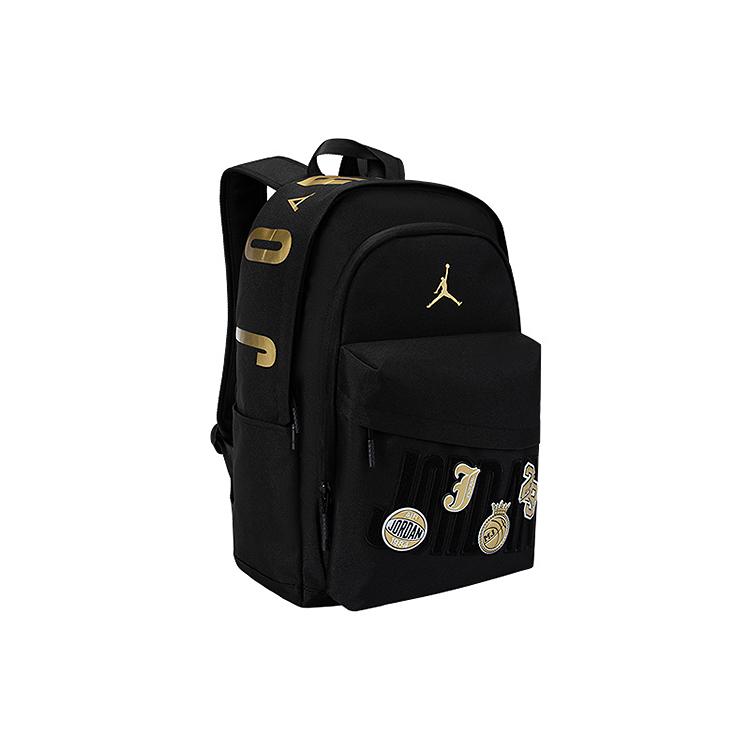 Jordan Gold Logo Velcro Badge Random Stick Series Polyester Backpack Unisex Backpack JD2623161GS-001