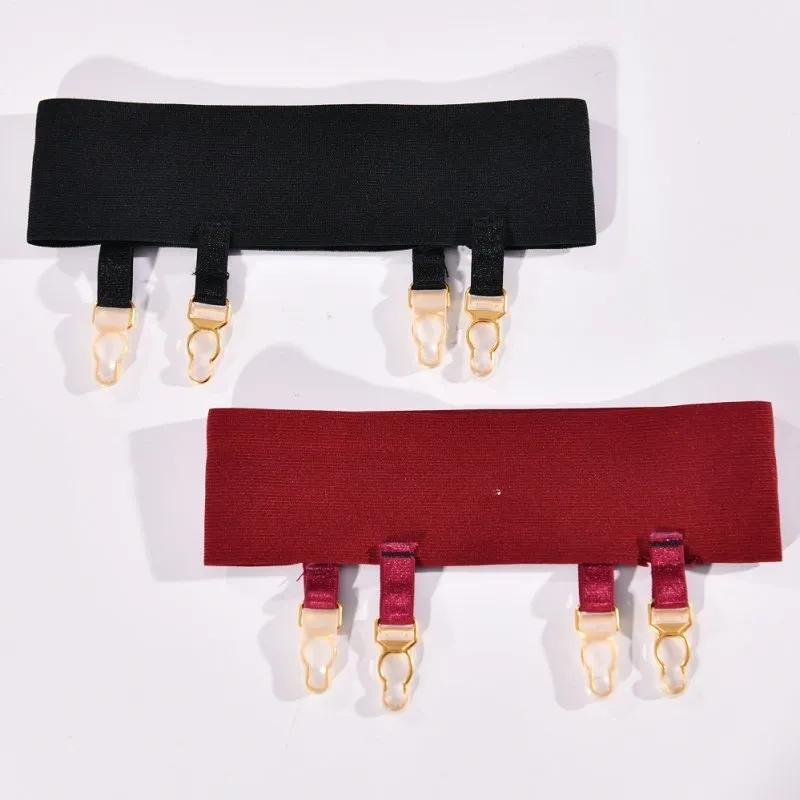 1 Paar dehnbare Oberschenkelbänder Beinringe Metallclips Kombination Strumpf Strumpfhalter mit Anti-Rutsch-Silikonband für Strümpfe