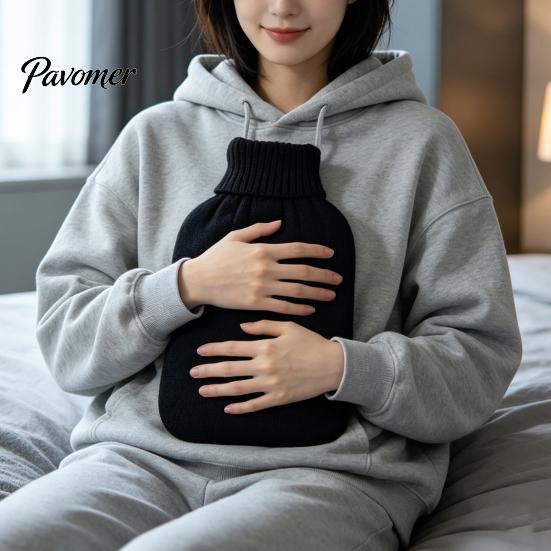 Leak Proof Hot Water Bottle 2000ML with Knit Cover, Leakproof Rubber Bag Large Capacity for Pain Relief, Winter Warm Neck, Shoulder Back Reusable