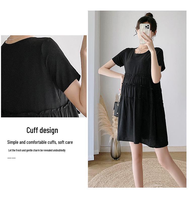 2026 Summer Stylish Maternity Short Sleeve Korean Slimming Dress