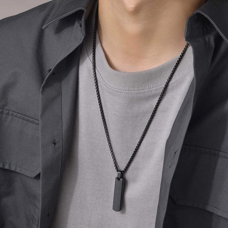 Custom Surgical Steel Stick Engraved Necklace Lover Pendant