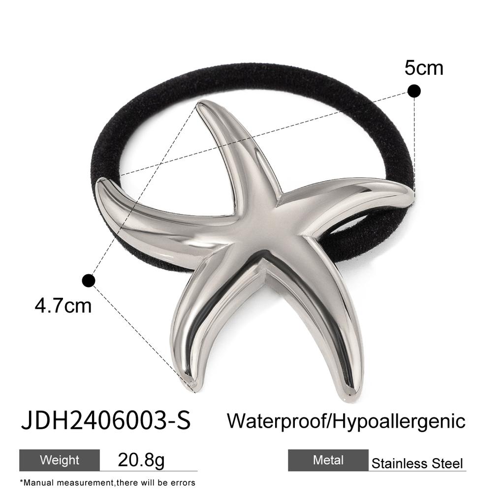 Youthway Starfish Stainless Steel Ponytail Arch Pony Cuff Waterproof Hair Bands Headband Trendy Jewelry Women