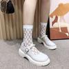 5 Pairs Women's Pile Socks Thin Cotton Bottom Crystal Socks Transparent Black Silk Middle Tube Letter Glass Silk