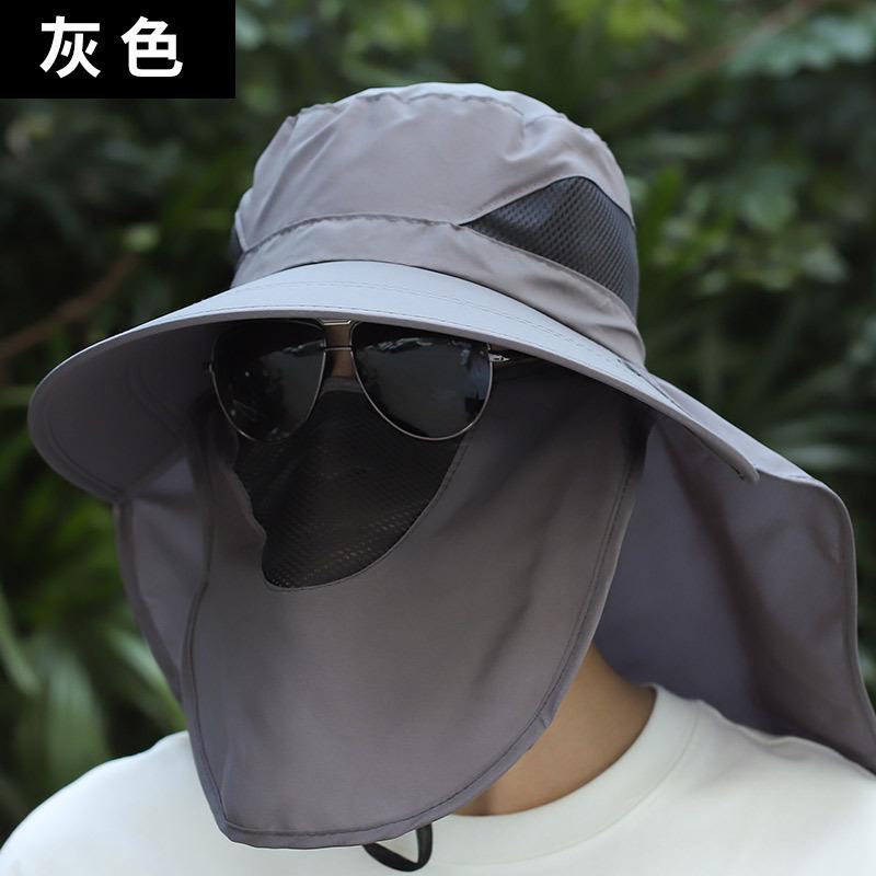 Eimerhut Herren Sommer Outdoor Hut Sonnenschutz Gesichtsmaske Sonnenschutzhut Große Krempe Herren Sonnenhut