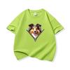 Kids Cotton T Shirt Lovely Sheepdog Zipper Print Crew Neck Short Sleeve Tee Casual Breathable Boys Girls Summer Tops