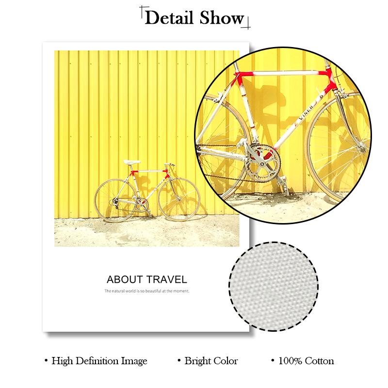 Nordic Yellow Car Bike Building Canvas Paintings Decorative Landscape Wall Art Posters and Pictures for Girl Boy Room Home Decor