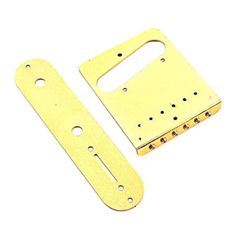 Vintage Carved Pattern Guitar Roller 6-Saddle Bridge and 3-Way Switch Control Plate Set for 6 String Electric Guitars
