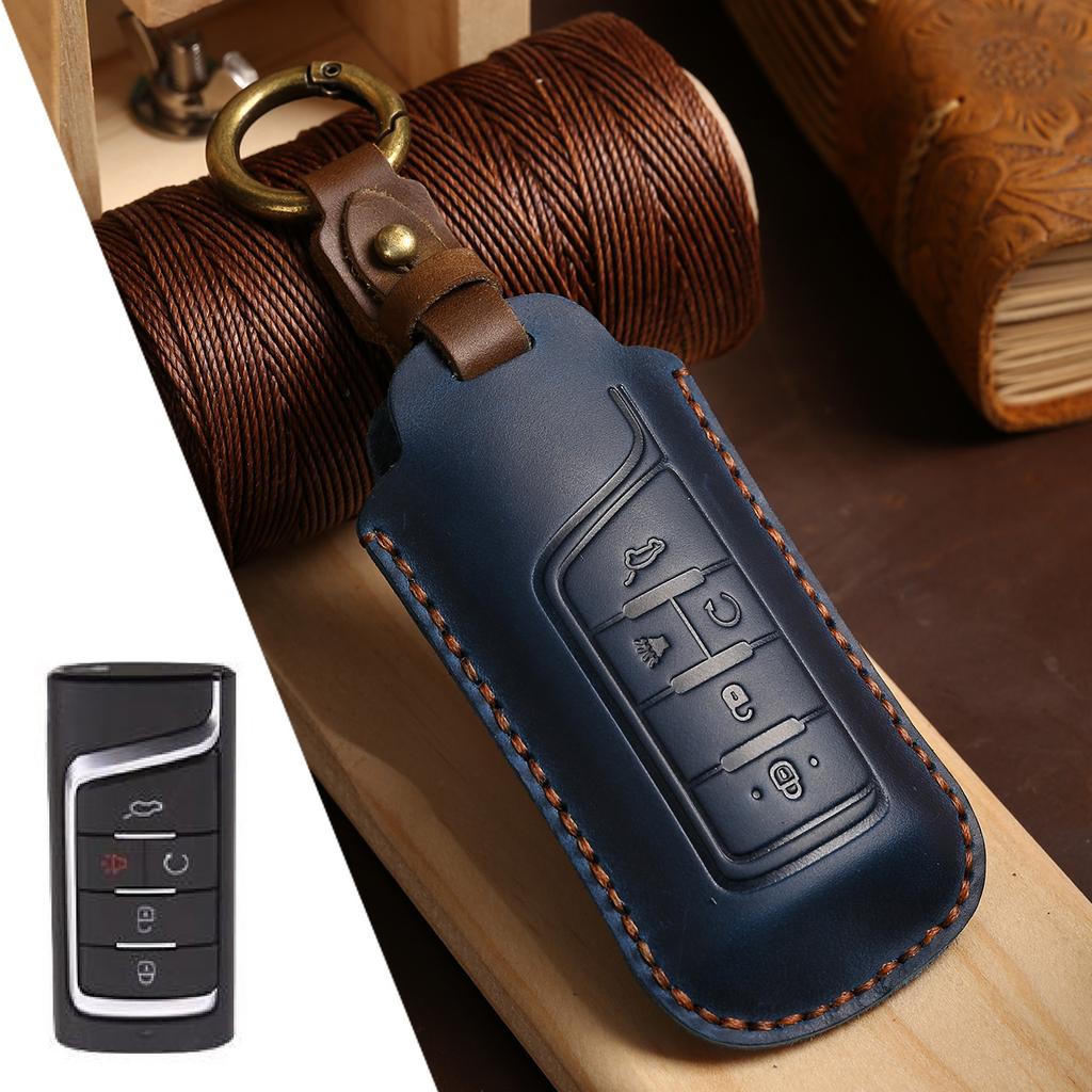 Leather Car Remote Key Case Cover For GAC Trumpchi GS7 GS8 GM8 GS5 GA6 GM6 2016 2017 2018 2019 2020 2021 2022 2023