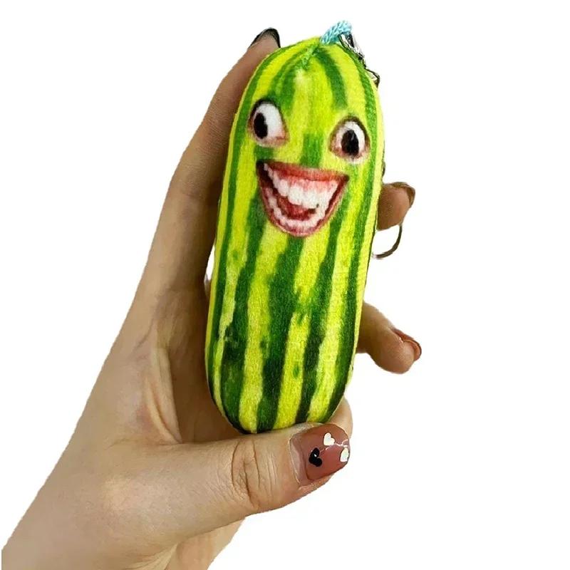 Grappige Watermeloen Strips Pluche Sleutelhanger Creatieve Fruit Pop Sleutelhanger Vrouwen Rugzak Tas Hanger Kinderen Verjaardagscadeau Accessoires