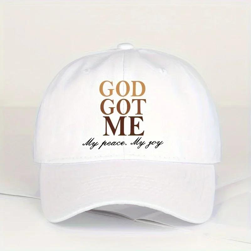 Cool Hippie Curved Brim Baseball Cap God Got Me Print Premium Trucker Hat Snapback Hat For Casual Leisure Outdoor Sports