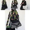 Japanese Vintage Casual Crossbody Bag For Women Spacious Checkerboard Design