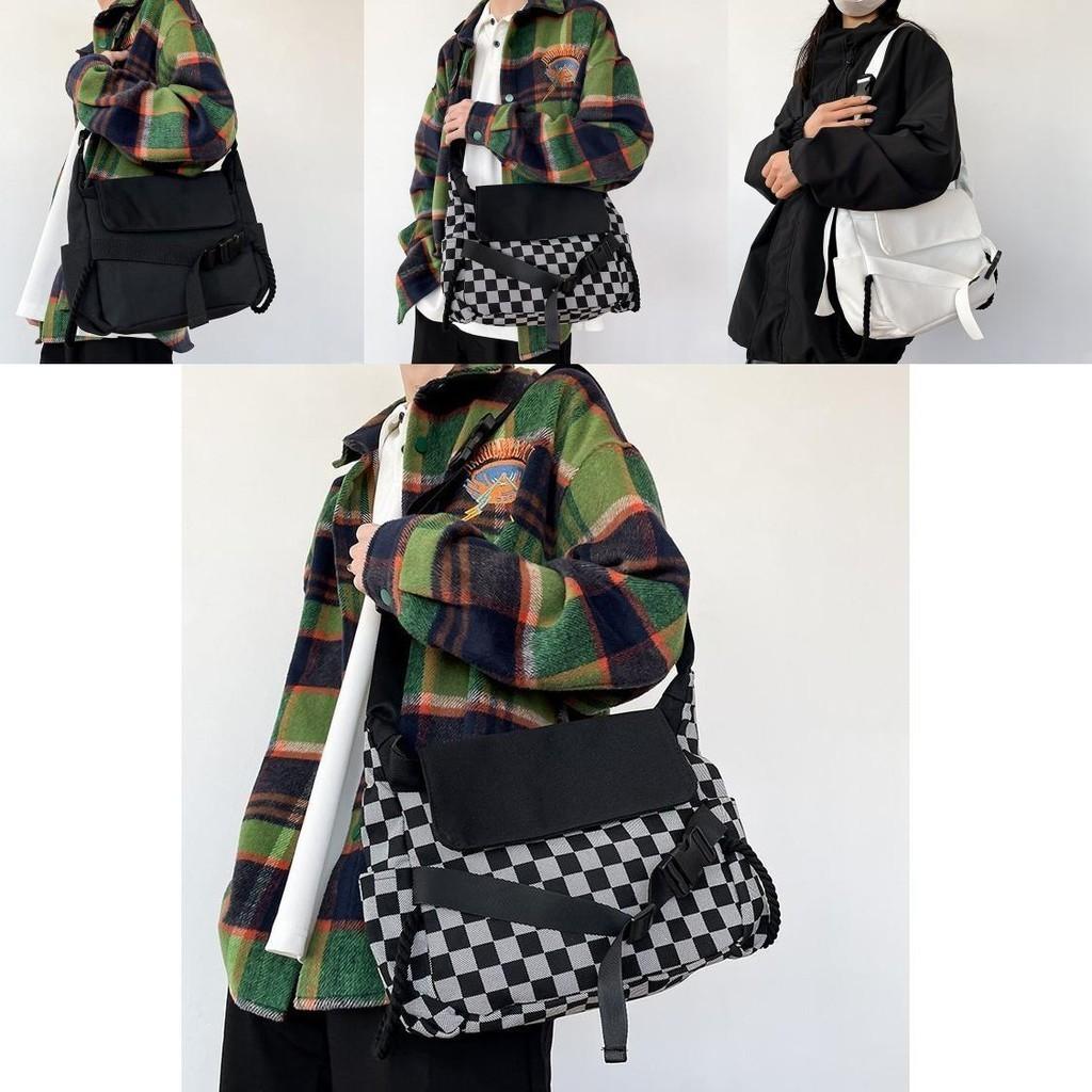 Japanese Vintage Casual Crossbody Bag For Women Spacious Checkerboard Design