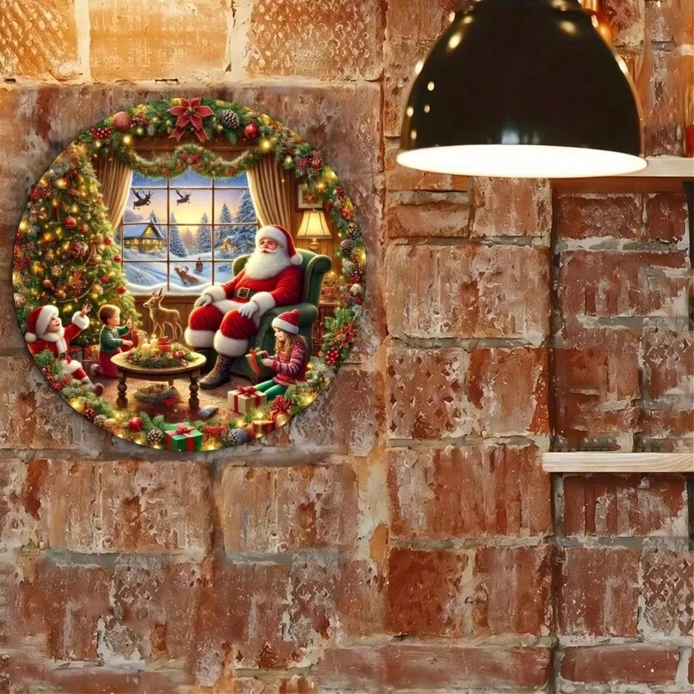 Christmas Santa Kids Metal Tin Sign Farmhouse Decor Holiday Gift Wall Art