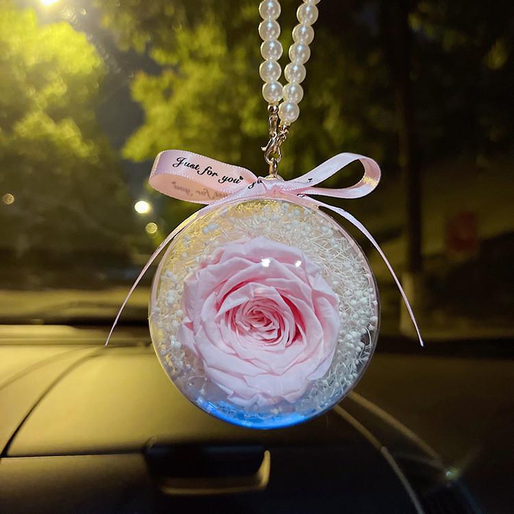 Eternal Flower Rose Ball Car Pendant In Various Colors Stylish Car Interior