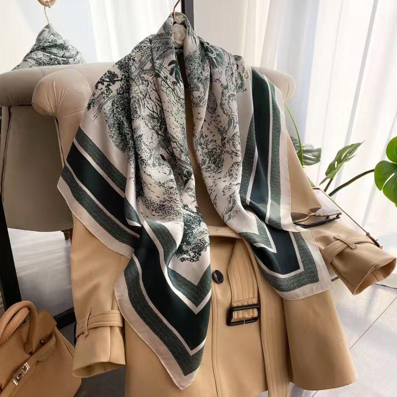Imitation Silk 110x110 Scarf Shawl: Sun Protection Travel Gauze Headscarf