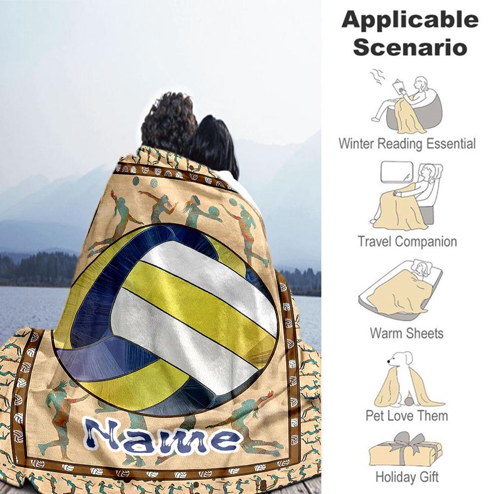 Volleyball Style121 Personalized Text Blanket Throw Customizable Blanket Ultra-Soft Great for Office Chair Picnics Bed Bedding All-Season Use