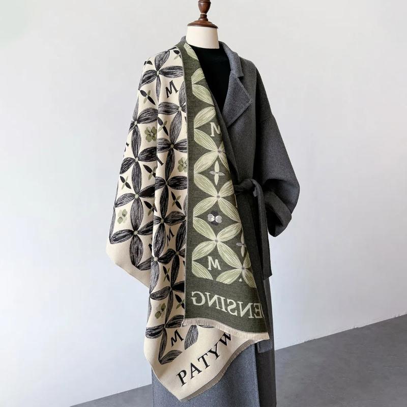 2024 New Letter Printed Fashionable Imitation Cashmere Scarf,Women's Dual-use Air Conditioning Shawl for Student