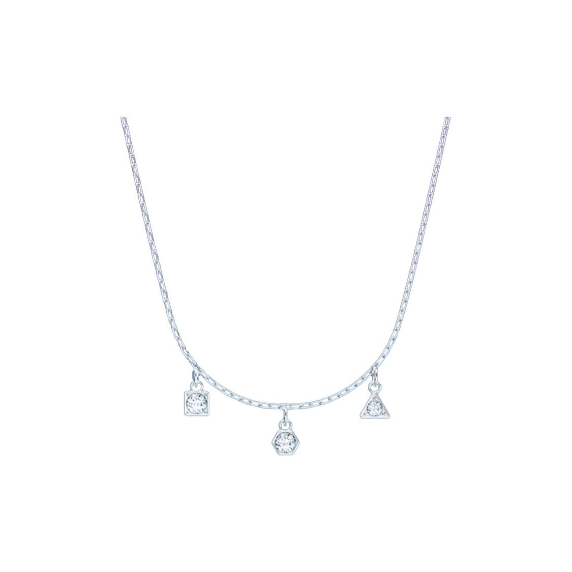 Swarovski The Elements Trio Crystal Pendant Geometric Shape White Necklace Women necklace 5568012 Box (Random Color)