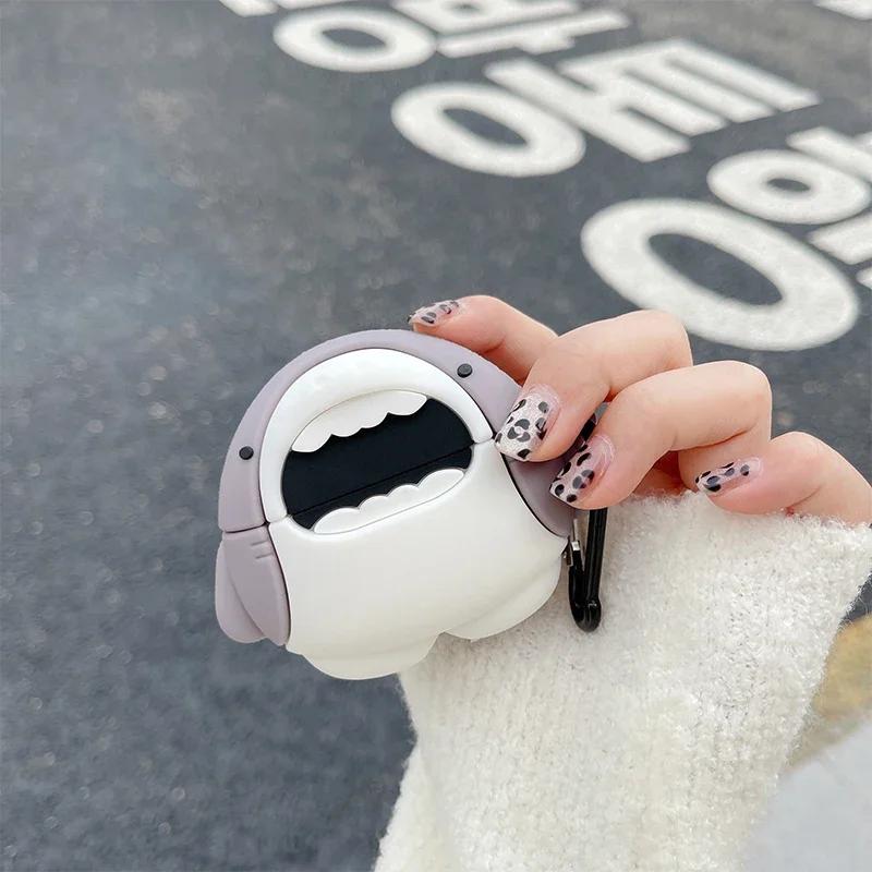 Voor AirPods 4 Hoesje Haai Siliconen Cover voor Apple AirPods Pro2 3 Schattige Beschermhoes voor AirPods 1 2 Draadloos Opladen Tas For AirPods Pro gray