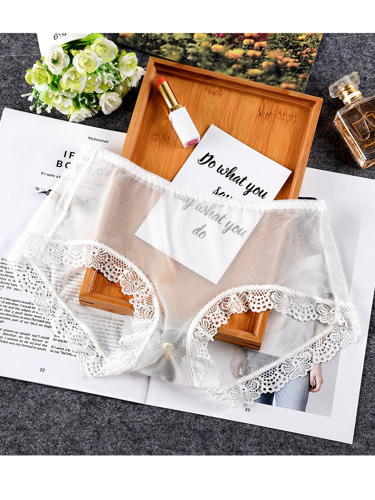 Ropa Interior Femenina  Underwear Women Panties Large Size 3XL Soft Lace Mesh Fully Transparent and Thin Sexy Panties Lingerie